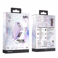 Acefast GaN 65W lādētājs ar 3 pieslēgvietām (1xUSB, 2xUSB C) - violets (A45)