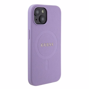 Guess Saffiano magnētiskais viedtālruņa apvalks iPhone 15 Plus - violets