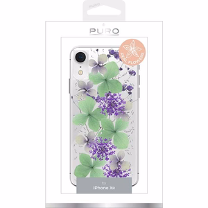 Puro Glam Hippie Chic vāciņš ierīcei iPhone XR, ar īstām zaļām ziedlapiņām