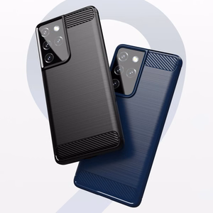 Carbon Case гибкий TPU чехол для Samsung Galaxy S21 Ultra 5G синий