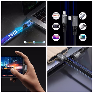 Wozinsky WPS2-UY41S USB-C Thunderbolt 4 240W leņķa kabelis 2m - melns