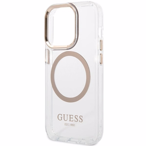Guess metāla kontūra magnētiskais viedtālruņa apvalks iPhone 15 Pro - zelta