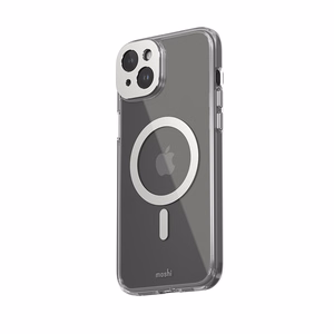 Moshi iGlaze MagSafe vāciņš ierīcei iPhone 15 Plus, caurspīdīgs ar “Luna Silver” krāsas detaļām