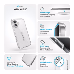 Caurspīdīgs Speck GemShell vāciņš iPhone 16 tālrunim
