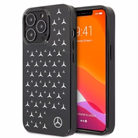 Mercedes viedtālruņa apvalks iPhone 13 Pro / iPhone 13 ar sudraba zvaigžņu rakstu, melns