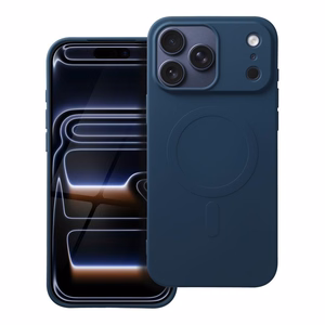 Case for iPhone 17 Pro Max / 18 Pro Max (low camera edge) Silicone Mag Cover (big hole) compatible with MagSafe blue