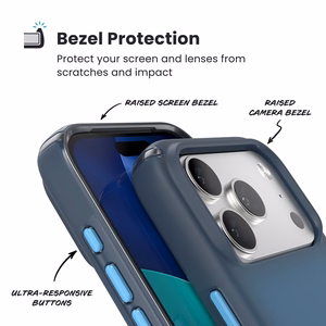 Speck Presidio Lux MagSafe vāciņš ierīcei iPhone 17 Pro, “Deep Sea Fade / Black / Spell Blue” krāsā