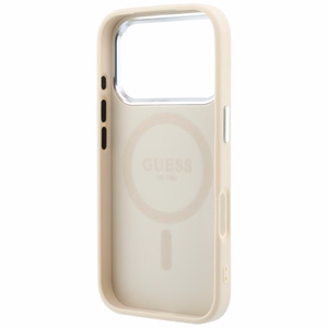Guess Grained Triangle Logo MagSafe vāciņš iPhone 18 Pro / 17 Pro – bēšs