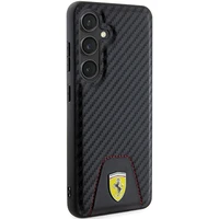 Ferrari Carbon Stitched Bottom viedtālruņa apvalks Samsung Galaxy S24 - melns