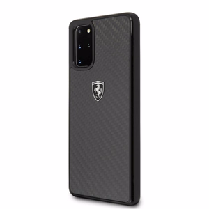 Ferrari FEHCAHCS67BK cietais maciņš Samsung S20+ G985 Carbon Heritage – melns