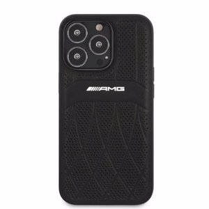 AMG AMHCP13LOSDBK iPhone 13 Pro / 13 6.1" melna/melna cietais apvalks ādas liektās līnijas