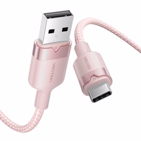 USB 2.0 A uz USB-C 3A kabelis Vention CTNPH 2M (rozā)