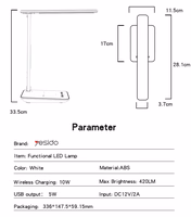 Yesido galda lampa DS20 induktīva ar LCD displeju balta