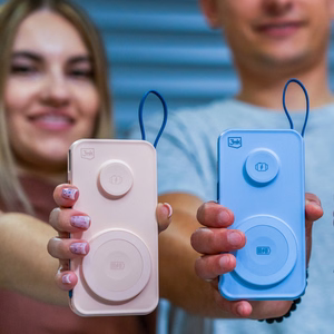 3mk PastelUp 10000mAh 22.5W USB 1A1C Bezvadu Portatīvais lādētājs (m) - melns