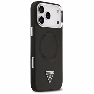 Guess Trīsstūra logotipa magnētiskais apvalks iPhone 17 Pro Max - melns