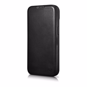 iCarer CE Oil Wax Premium ādas folio viedtālruņa apvalks iPhone 14 Plus Magnētiskais atveramais apvalks ar MagSafe Melns (AKI14220707-BK)
