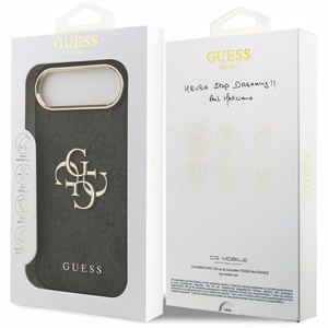GUESS viedtālruņa apvalks IPHONE 17 Air GUHCP17M4GMGCGR (PU apvalks ar lielu 4G klasisko logotipu) zeltains melns