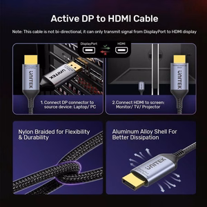 UNITEK KABELIS DISPLAYPORT 1.4 UZ HDMI 2.1, 8K, 1.8M