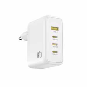 XO CE39 PD 67W sienas lādētājs, 3x USB-C, 1x USB, balts