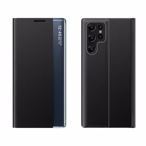 Jaunais Sleep viedtālruņa apvalks Samsung Galaxy S24 FE ar atveramu vāku un statīvu - melns