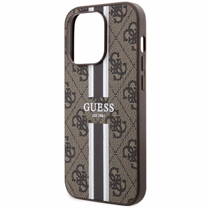 Guess 4G Printed Stripes MagSafe viedtālruņa apvalks iPhone 15 Pro - brūns