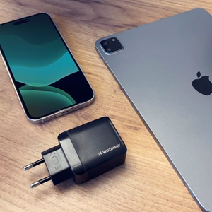 Lādētājs Wozinsky GaN melns 20W (USB / USB-C)