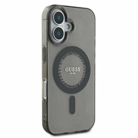Guess IML Rhinestones Magnētiskais viedtālruņa apvalks iPhone 16 Plus - melns