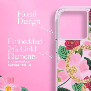 Rifle Paper Co. Rose Garden MagSafe vāciņš ar zelta folijas akcentiem iPhone 14 / 13