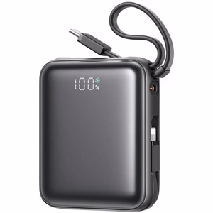 Portatīvais lādētājs Joyroom JR-PBF27 melns 10000mAh 22.5W PD / QC3.0 + integrēts Type-C / Lightning kabelis