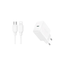 Joyroom JR-TCF20 USB-C PD 20W tīkla lādētājs - balts + USB-C / Lightning kabelis 1m