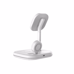 Tech-Protect QI15W-A27 3-in-1 indukcijas lādētājs ar MagSafe statīvu viedtālrunim / Apple Watch / AirPods - balts