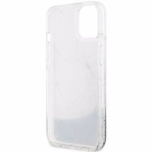 Guess Liquid Glitter Marble viedtālruņa apvalks iPhone 14 - balts
