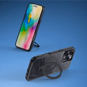 Dux Ducis Aimo Mag vāciņš ar magnētisko gredzenu un statīvu iPhone 17 Pro Max – melns