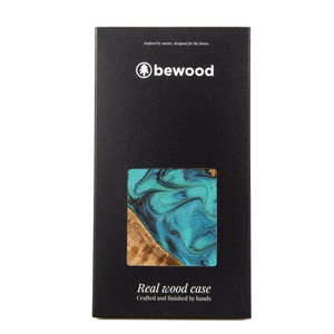 Koka un sveķu viedtālruņa apvalks iPhone 15 Plus Bewood Unique Turquoise - tirkīza un melns