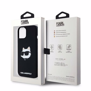 Karl Lagerfeld Silikona Choupette Head Magnētiskais viedtālruņa apvalks iPhone 15 Plus / 14 Plus – melns