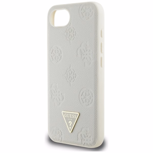Guess Grained Hot Stamp Peony Triangle Logo magnētiskais viedtālruņa apvalks iPhone 16e - bēšs