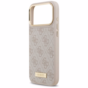 Guess 4G Logo Plate MagSafe Чехол для iPhone 17 Pro Max - розовый