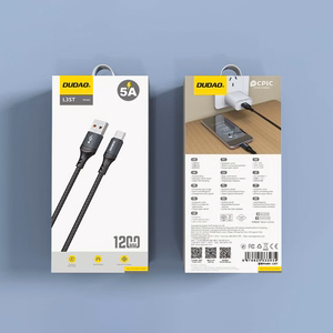 Dudao L3ST USB-A–USB-C kabelis, 5 A, 2,0 m, melns