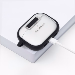 Liavec SlideLock Maciņš for Apple AirPods Pro 3 caurspīdīgs-melns