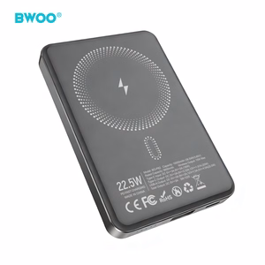 BWOO P82 BO внешний аккумулятор 10000 мАч 15W беспроводная зарядка тёмно-серый
