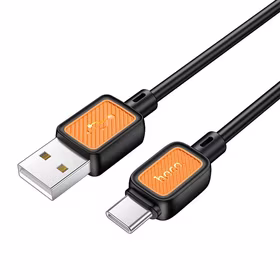Kabelis USB A uz USB C Hoco 3A 1 m X108 melns