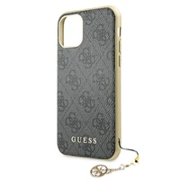 Guess GUHCN61GF4GGR iPhone 11 6.1" / Xr pelēks/pelēks cietais apvalks 4G Charms Collection