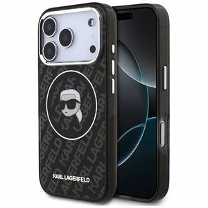 Karl Lagerfeld IML Karl Head Logo magnētiskais viedtālruņa apvalks iPhone 17 Pro - melns