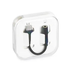 Adapteris AUX Type-C (vīrišķais) uz 3,5 mm ligzdu (sieviešu) kastē melns [DAC]
