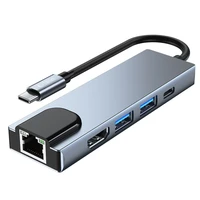 HUB Tech-Protect V3 5in1 USB-C - USB-A 3.0 / USB-A 2.0 / USB-C / HDMI / RJ45 - pelēks