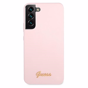 Guess GUHCS22MLSLMGLA S22+ S906 lavandas/lavandas cietais apvalks Silicone Script Metal Logo