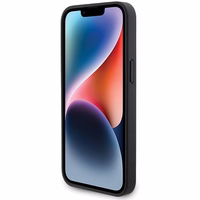 BMW ādas dimanta raksta viedtālruņa apvalks iPhone 15 Pro - melns