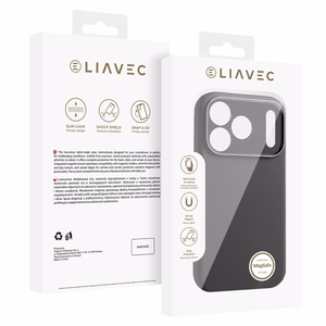 Liavec Silk Shield maciņš ar metāla kameras rāmi priekš Iphone 17 Pro Max melns