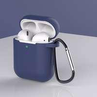 Apvalks AirPods 2 / AirPods 1 Silikona mīksts austiņu apvalks + Atslēgu piekariņš karabīnes piekariņš zila (Apvalks D)