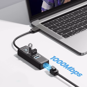 Orico PW3UR25-U3 USB Hub 4-Port 3x USB-A 3.0 1x RJ45 2.5G Ethernet 0.5m - Black